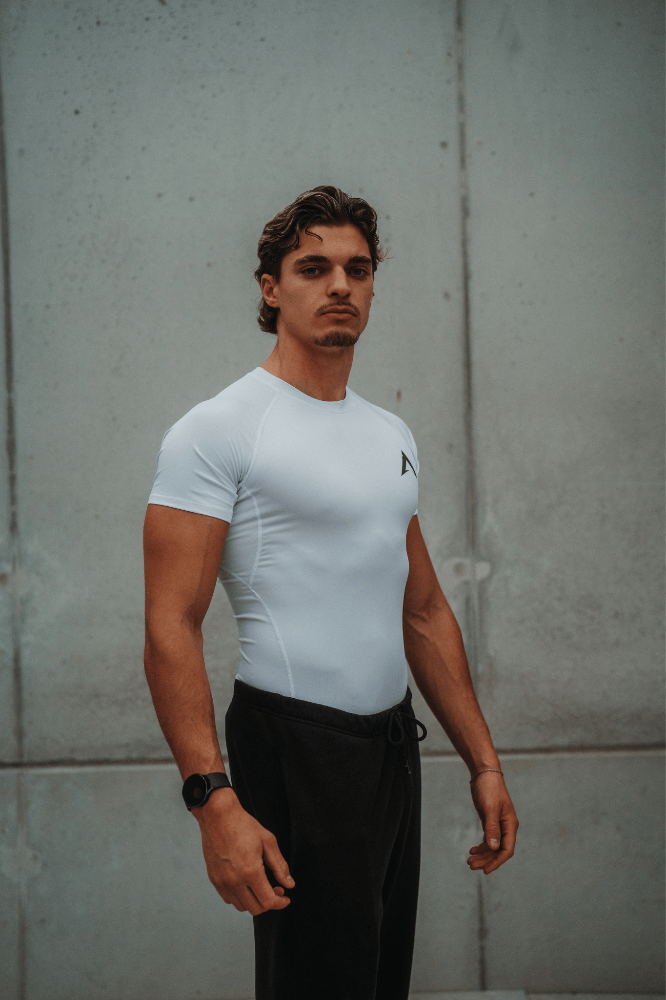 T-shirt compression manche courte blanc