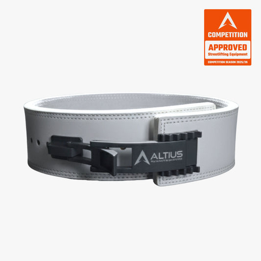 ALL|Blanc|Ceinture de squat Altius 13 mm blanche, levier et badge FinalRep