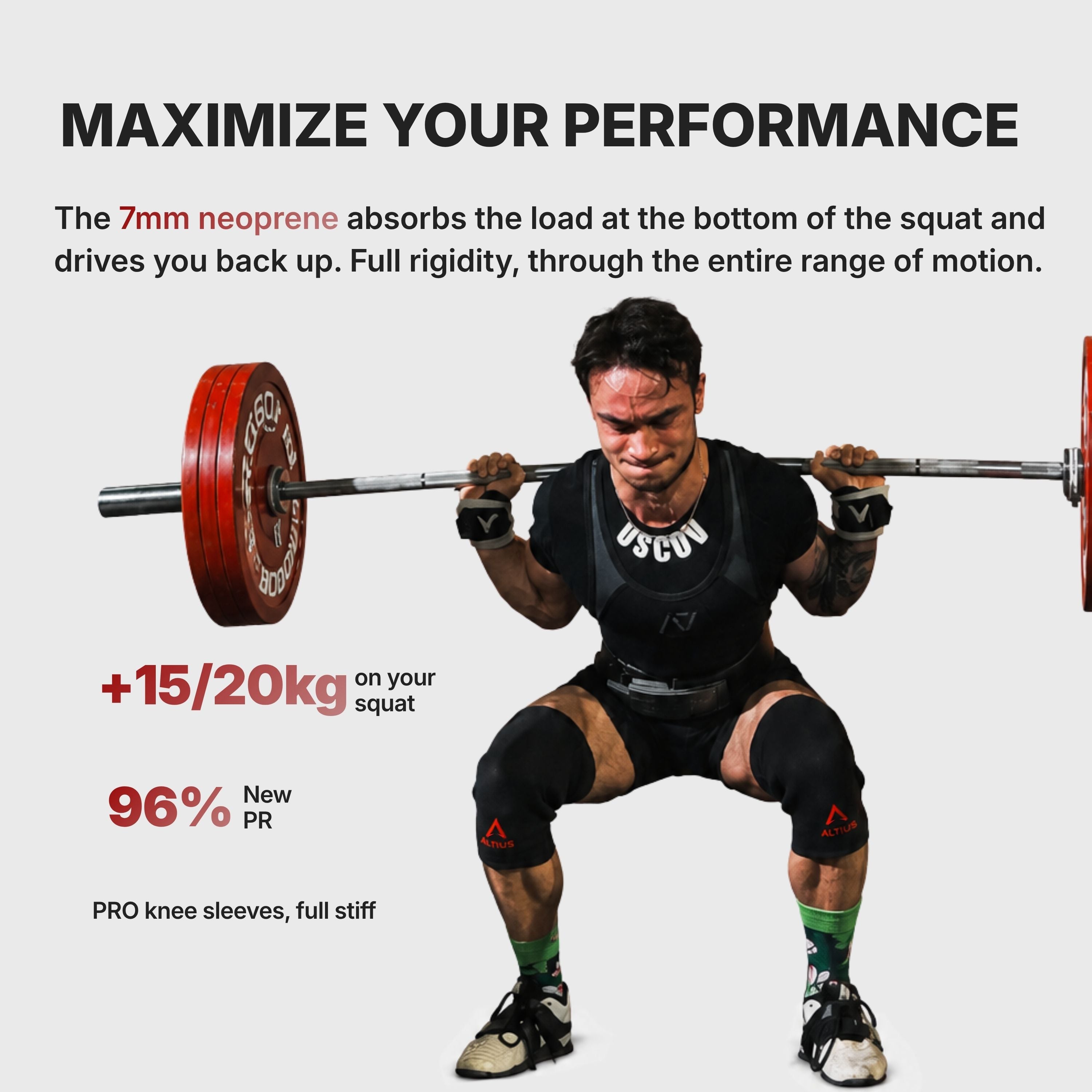 EN|ALL|Maximize your performance: 7mm neoprene, full rigidity, +15 to 20 kg on your squat