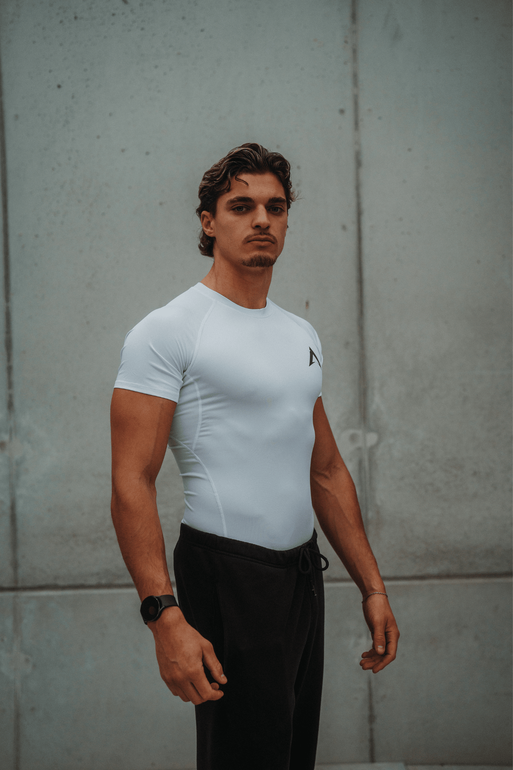 T-shirt compression manche courte blanc