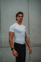 T-shirt compression manche courte blanc