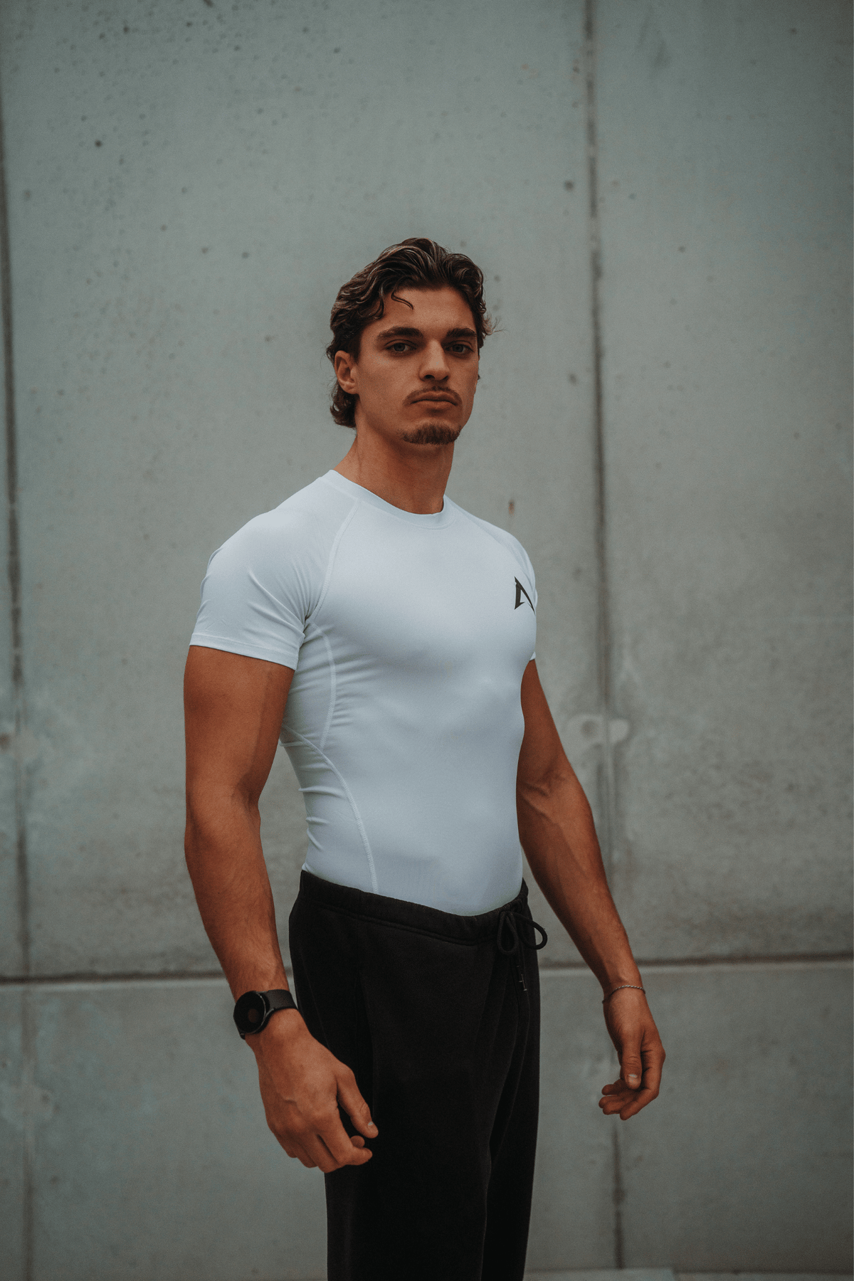 T-shirt compression manche courte blanc