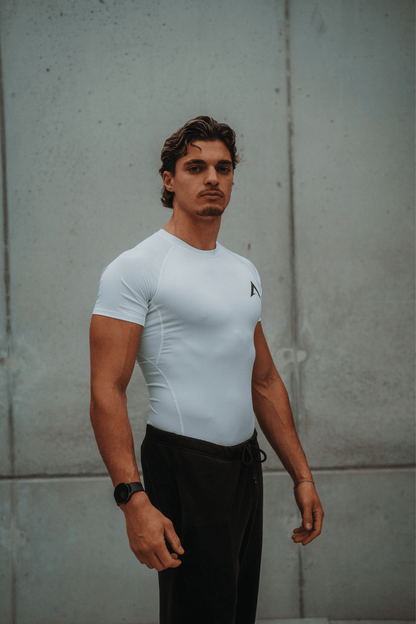T-shirt compression manche courte blanc