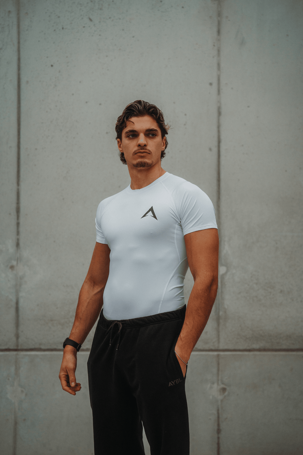 T-shirt compression manche courte blanc